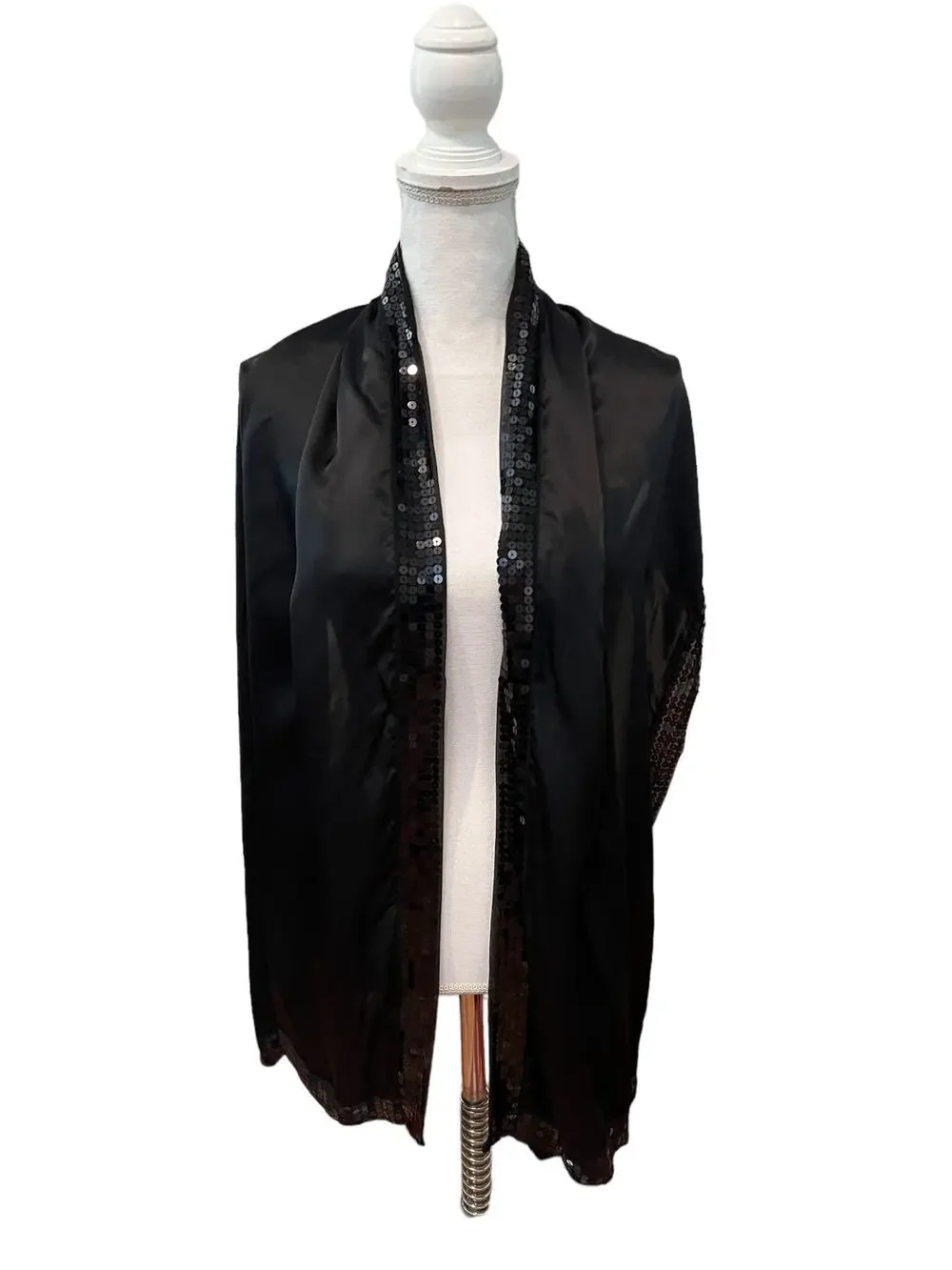 Charter Club Dressy Silk Sequin Wrap Scarf Black